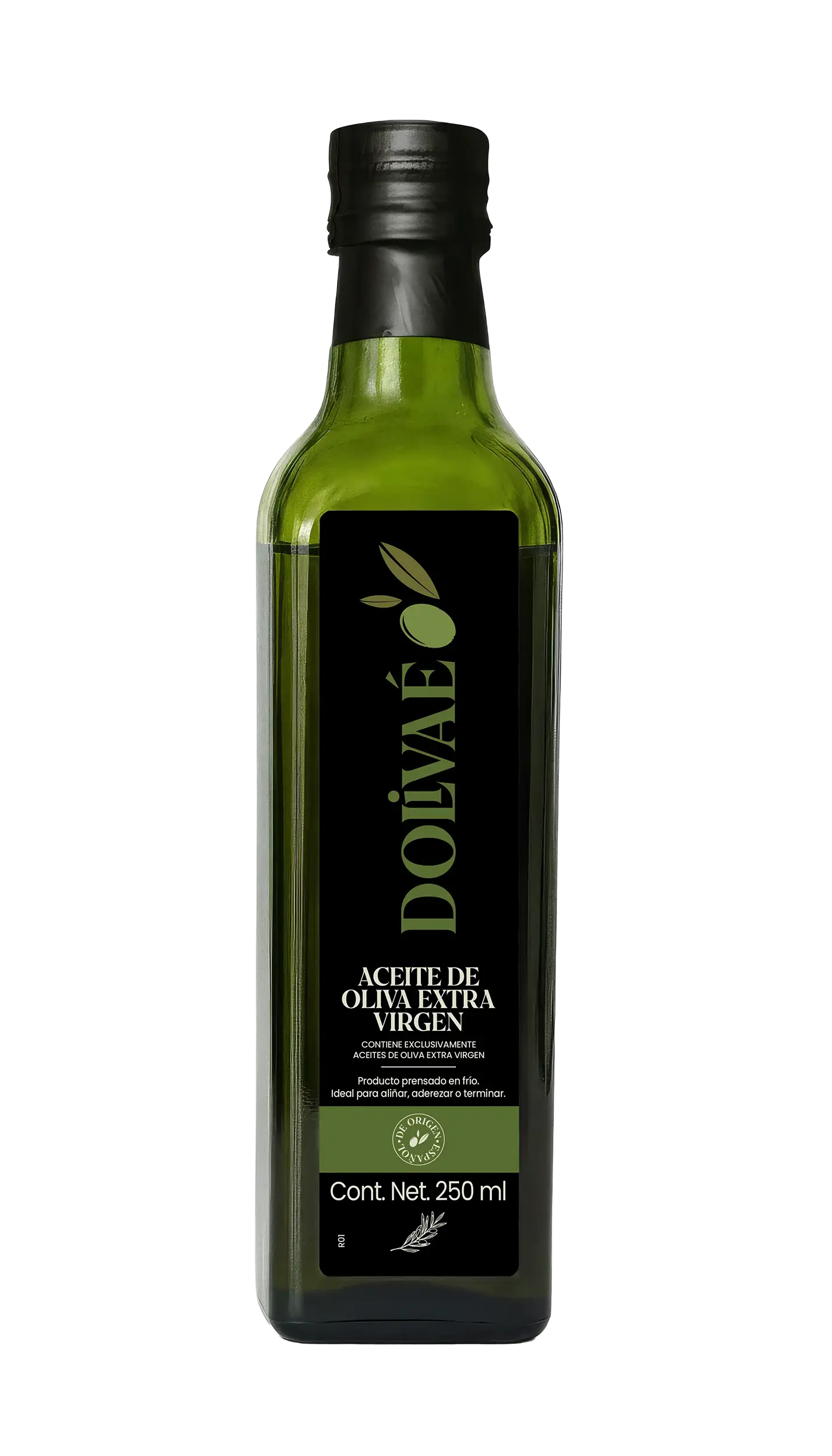 “Aceite de oliva extra virgen Dolivaé botella de 250 ml” “Aceite de oliva español prensado en frío Dolivaé” “Aceite de oliva extra virgen gourmet marca Dolivaé”